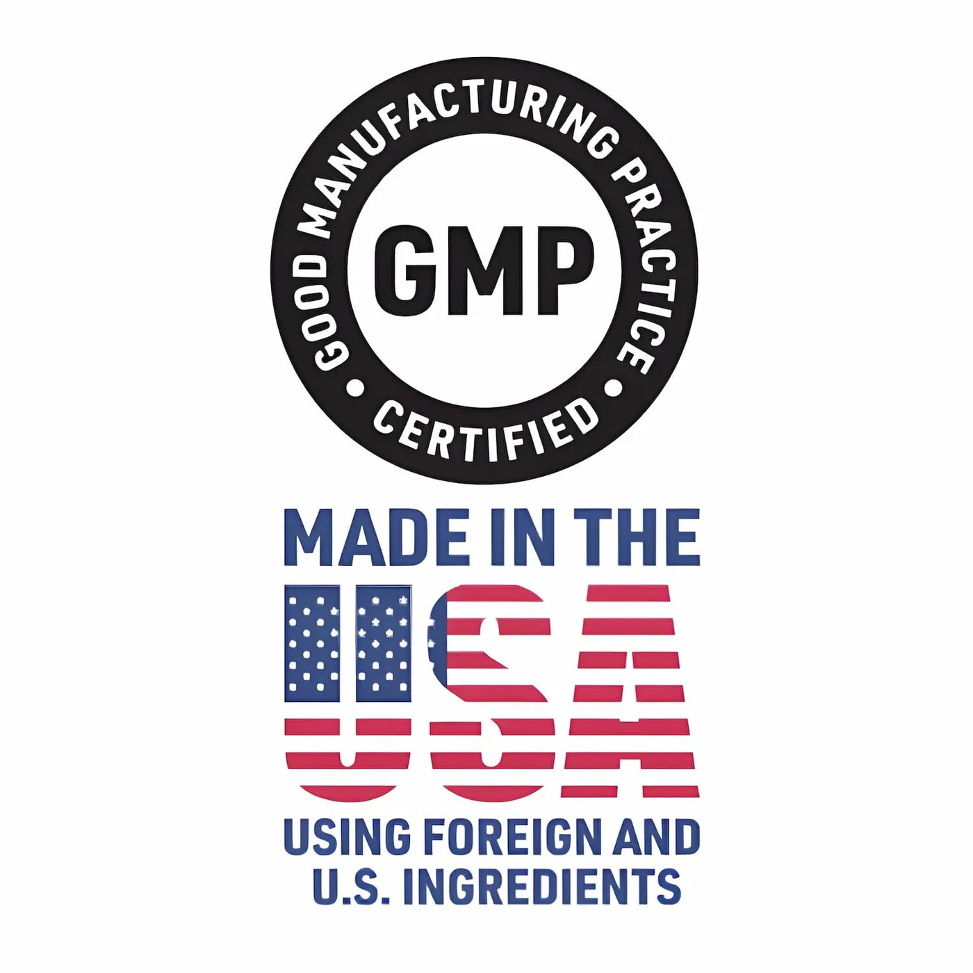GMP certified and Made in the USA manufacturing seal